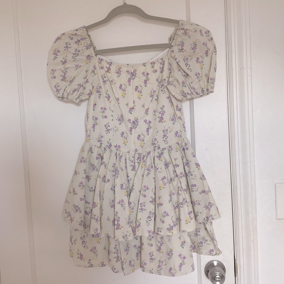 Ledin Double Layered Floral Puff Sleeve Corset Mini Dress - Picture 2 of 8